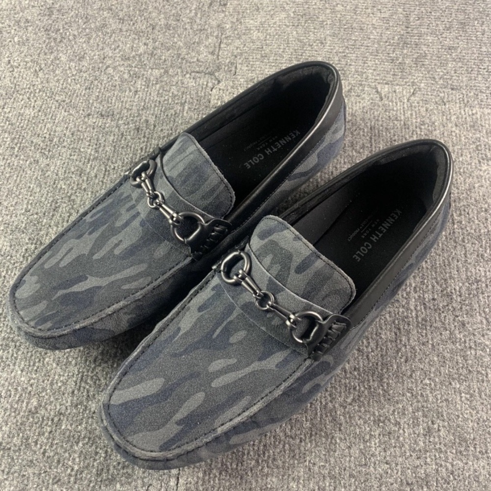 KENNETH COLE Mens Slip On Suede Camo Driving Loafers Size 10 Gray NWOT